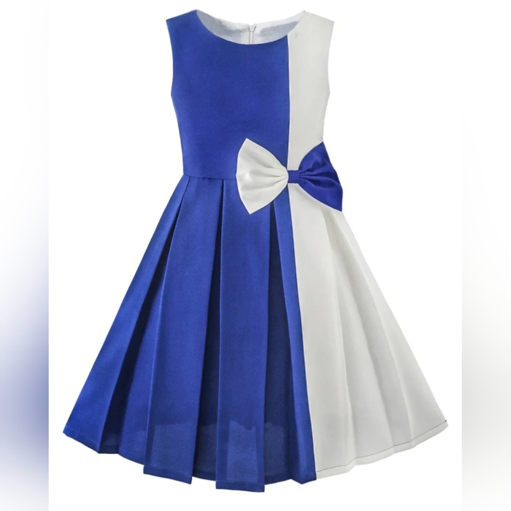 12Y Sunny Fashion Blue and white Dress Bow tie